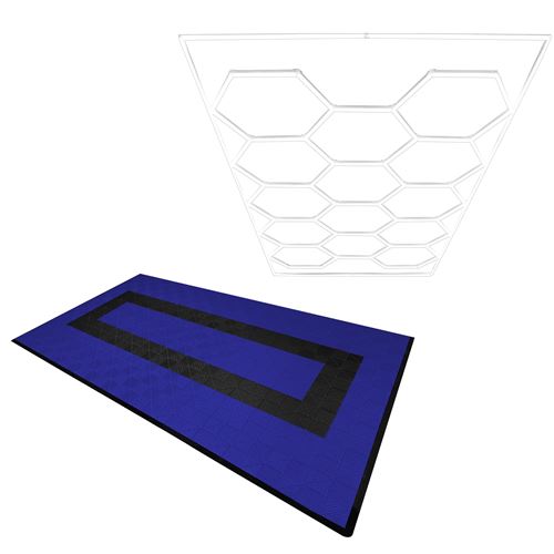 Monstershop Hexagon LED Light & Vented Garage Floor Tiles With Edges - 90 Blue &