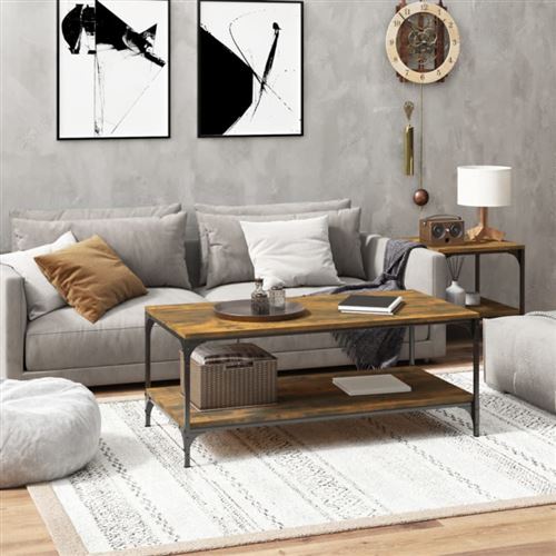 vidaXL Table basse Chêne fumé 100x50x40 cm Bois d'ingénierie819364