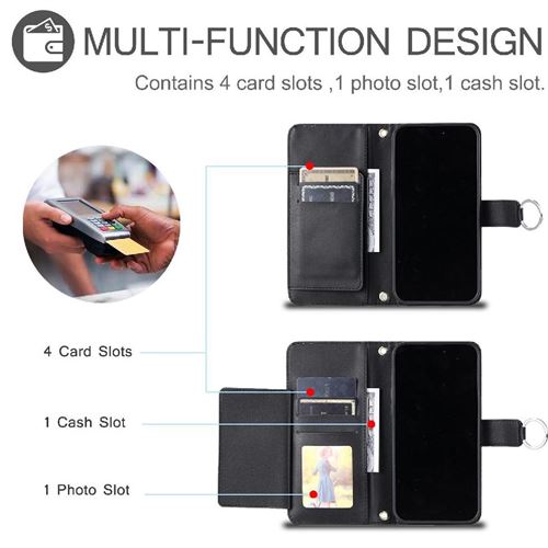 Étui Portefeuille GOGME Pour OPPO Reno 13F 5G/4G - Cuir Noir, Flip Avec Cartes Et Béquille