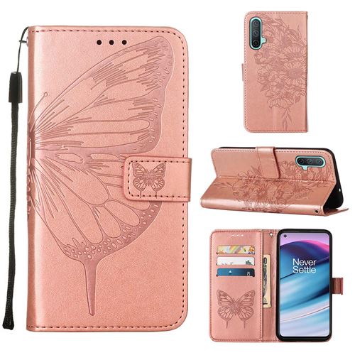 MPFRANCE Housse pour OnePlus Nord CE 5G Or Rose [Papillon V3]