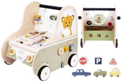 Chariot d'activités en Bois - Véhicule - Jouet à pousser - à partir de 12 mois
