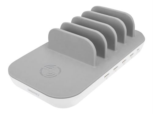 Digitus - Station de charge - 58 Watt - 3 A - PD 3.0 - 5 connecteurs de sortie (4 x USB 24 pin USB-C) - blanc/gris