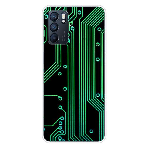 Coque en silicone imprimée compatible Oppo Reno 6 5G Texture circuit geek