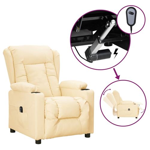 Non Communiqué Crème Vidaxl Fauteuil Inclinable Électrique Similicuir