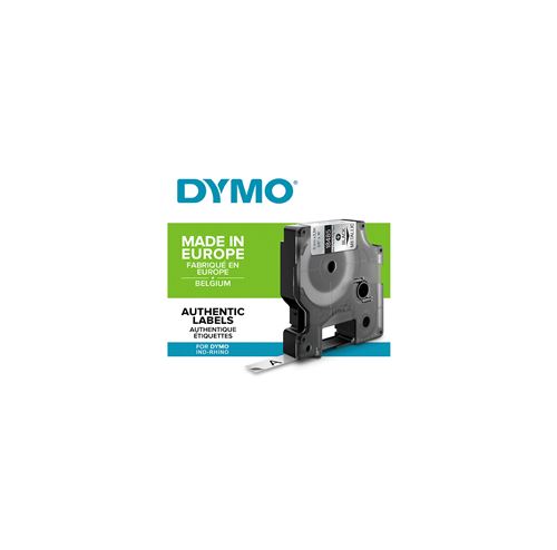 DYMO Rhino - Étiquettes Industrielles Autocollantes en Polyester, 9mm x 5.5m, Noir sur Métallique