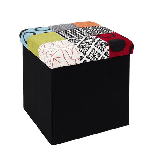 The Home Deco Factory Coffre Pouf Pliable Couvercle Patchwork - Image 3