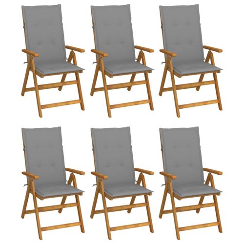 Non Communiqué Bois Chaises Pliables De Jardin Lot De 6 Avec Coussins D Acacia
