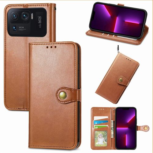 MPFRANCE Housse pour Xiaomi Mi 11 Ultra Marron [Porte Carte, etui portefeuille, boucle]