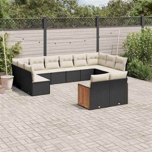 Non Communiqué Noir Vidaxl Salon De Jardin Avec Coussins 12 Pcs, Canapés De Patio, Ensemble De Meubles, Mobilier De Terrasse Extérieur, 3260523