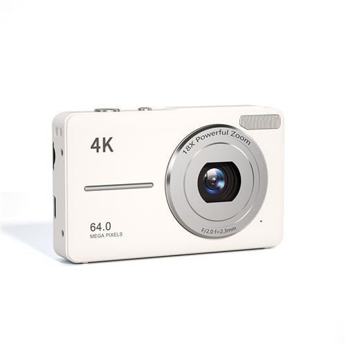 Appareil Photo Num&eacute;rique - NEOZHOU - 4K 48MP - Zoom 18x - Compact 2,8"" - Carte 32GB Incluse - Blanc