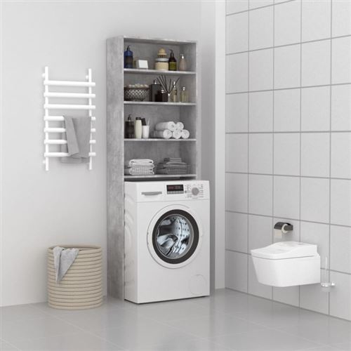 vidaXL Meuble pour machine à laver Gris béton 64x24x190 cm