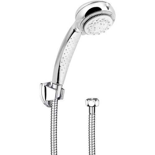 Set Doccia A 8 Getti Con Flessibile E Attacco Per Muro, Funzione Anti-calcare, Diametro 8 Cm, Attacco 1/2', Cromato Lucido