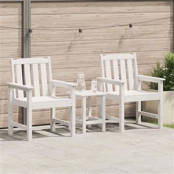 vidaXL Chaises de Salle à Manger 2 Pcs Blanches Hdpe Mobilier Extérieur Durable Moderne Idéal pour Détente sur Patio 42006604 - 1