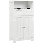 Giantex Meuble de Rangement de Salle de Bain, 2 Tiroirs et 2 Portes, 60 x 30 x 109CM Blanc