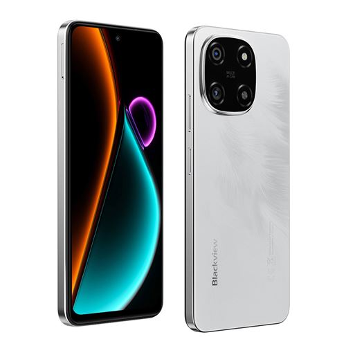 Smartphone Blackview Color 6 Blanc : 6.67 , 8Go+256Go, 5000mAh, Android 15,Empreinte digitale, Dual SIM 4G, Téléphone Portable-199g