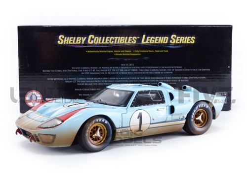 Voiture Miniature de Collection SHELBY COLLECTIBLES 1-18 - FORD GT 40 Mk II - Le Mans 1966 - End of Race - Blue / Orange - SHELBY405