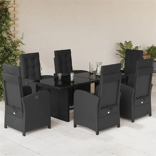 Non Communiqué Gris Vidaxl Ensemble À Manger De Jardin Avec Coussins 7 Pcs, Table Et Chaises Avec Dossier Et Repose-Pied Réglables 3212488