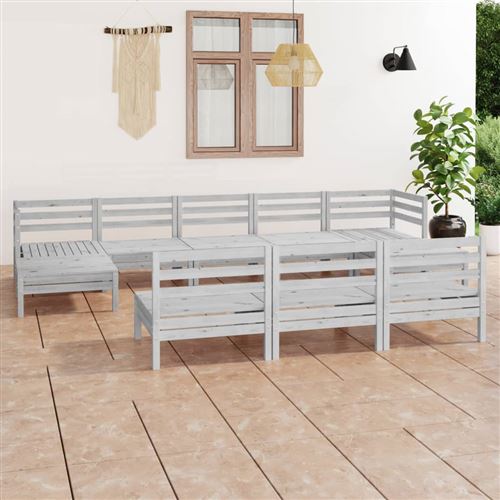 Non Communiqué Blanc Vidaxl 10-Delige Loungeset Massief Grenenhout Wit3083365