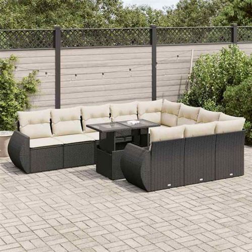 Non Communiqué Noir Salon De Jardin Modulable Vidaxl Resine 11 Pieces 11 Personnes