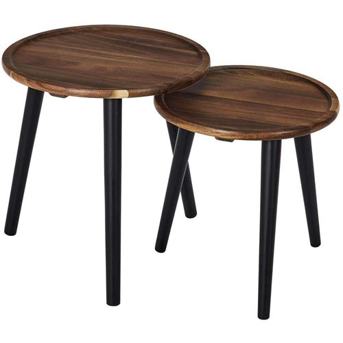 Non Communiqué Noir The Home Deco Factory - Table Gigogne Ronde En Acacia (Lot De 2)