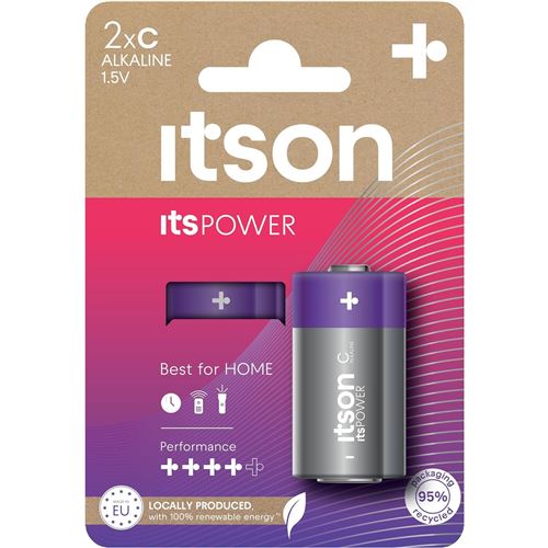 ITSON Pack de 2 Piles Alcalines LR14/C 1,5V ItsPOWER
