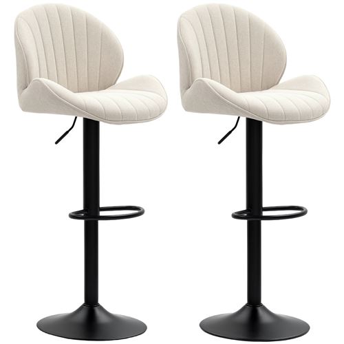 HOMCOM Juego de 2 taburetes de bar, sillas de bar, forma de pez, silla alta de cocina con respaldo, altura regulable