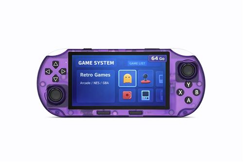 Console rétro portable MICHLO SF3000HD – Écran IPS 4,5" – Sortie HDMI – Violet transparent
