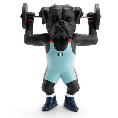 Non Communiqué Multicolore Statue : Chien Haltérophilie 34 Cm - Amadeus - Résine