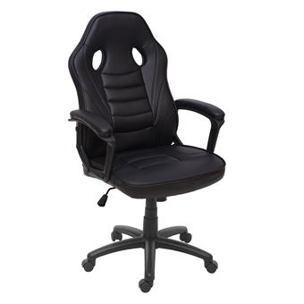 Chaise de bureau MENDLER HWC-F59 similicuir noir - 1