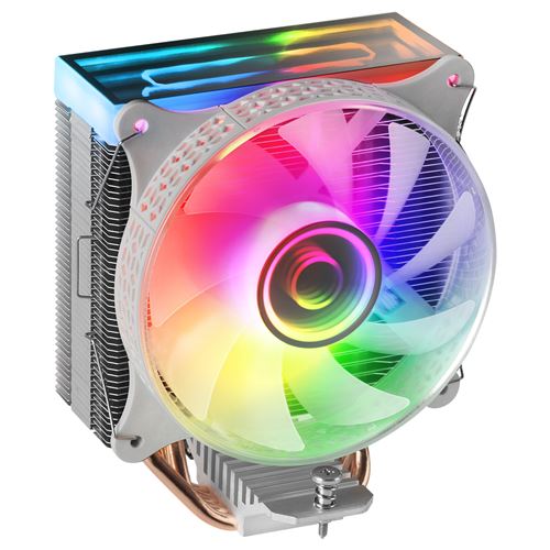 Mars Gaming MCPU-VR, Disipador CPU, Doble iluminación ARGB Infinity Mirror, 4 Heatpipes HCT, TDP 180W, Disipador de Calor Negro, Rosa o Blanco