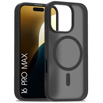 Coque pour iPhone 16 Pro Max avec Anneau Magnétique, Protection Silicone et PC Antichoc Translucide Noir - BOOLING - 1