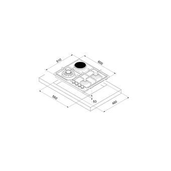 Table de cuisson mixte 60cm 3feux 8050w inox De Dietrich DPE3601XM