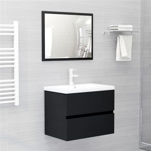 vidaXL Ensemble de meubles de salle de bain Noir Aggloméré