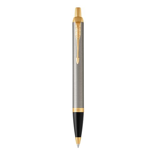 Parker Im Stylo Bille, Métal Brossé, Recharge Bleue Pointe Moyenne, Coffret Cadeau