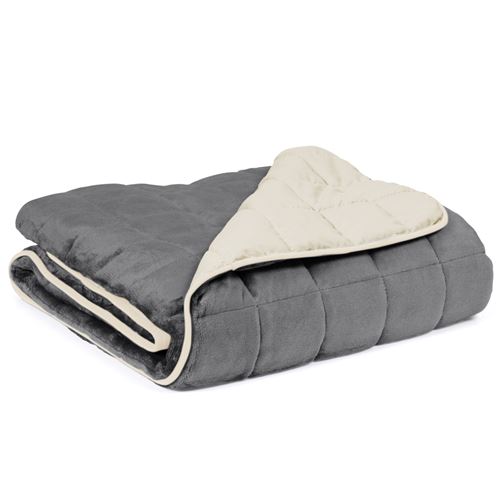 Couverture lestée 7kg 150x200 cm gris et crème