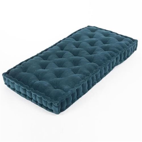 COTTON WOOD Coussin de palette - Bleu canard - Velours - 60 x 120 x 10 cm