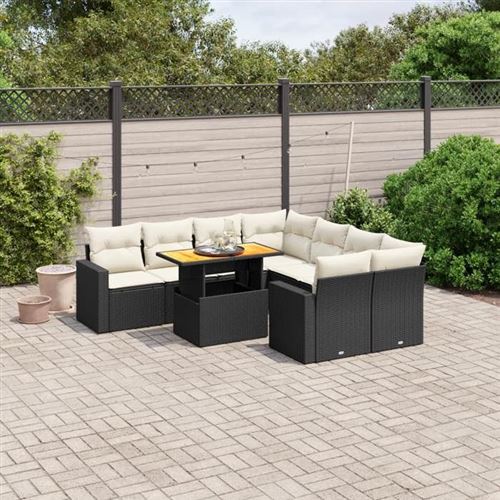 Vidaxl Noir Salon De Jardin 9 Pcs - Image 2