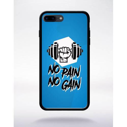 Coque no pain no gain fond turquoise compatible apple iphone 7 plus bord noir silicone