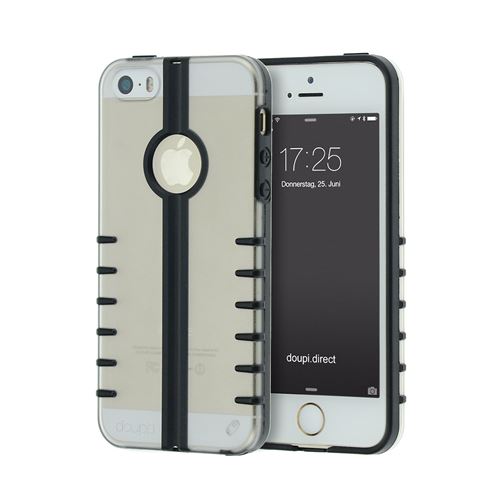doupi Flip Coque pour iPhone 5/5S, avec intégrés dans les bouchons de poussière housse de protection, noir