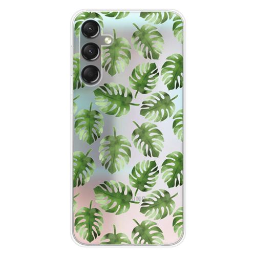 Coque en silicone imprimée compatible Samsung Galaxy A24 4G Feuilles de Monstera