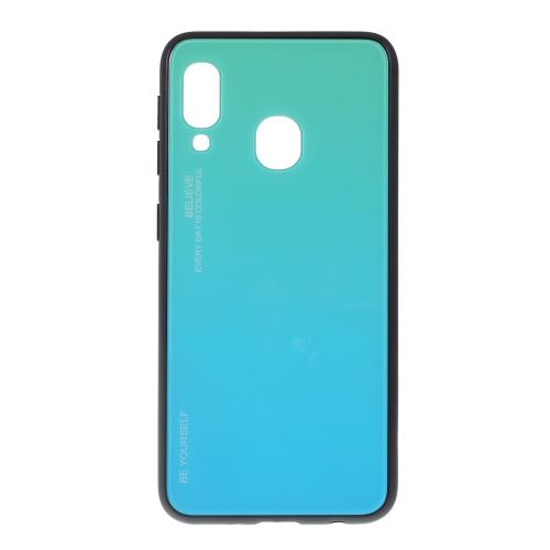 Coque en TPU verre hybride dégradé cyan/bleu pour votre Samsung Galaxy A20e