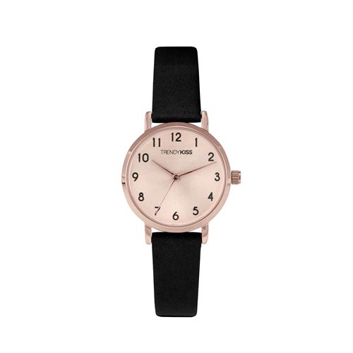 TRENDY KISS Montre analogique bracelet cuir SOLENE Noir