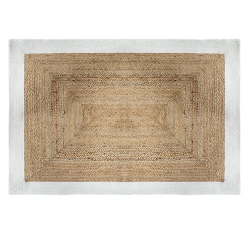 Tapis en jute - Bord blanc - 120 x 170 cm - Livraison gratuite - Blanc
