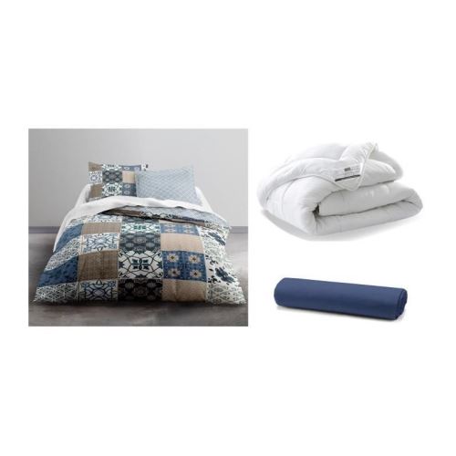 TODAY Pack complet BRAGA 220x240cm - Couette + Parure de couette + Drap Housse Coton