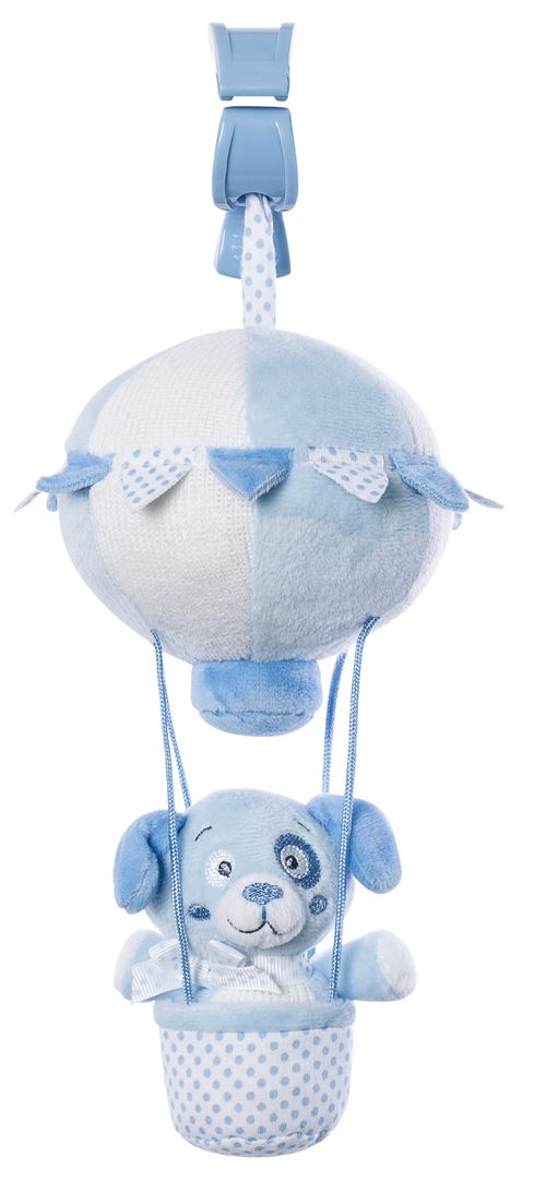 Saro figure suspendue montgolfière avec hochet chien bleu