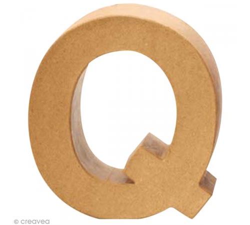 Lettre en carton Q qui tient debout - 17,5 x 17,5 x 5,5 cm