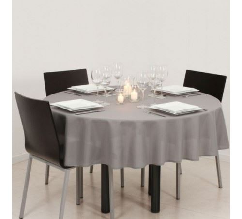 NAPPE ANTITACHE RONDE 180CM Gris clair