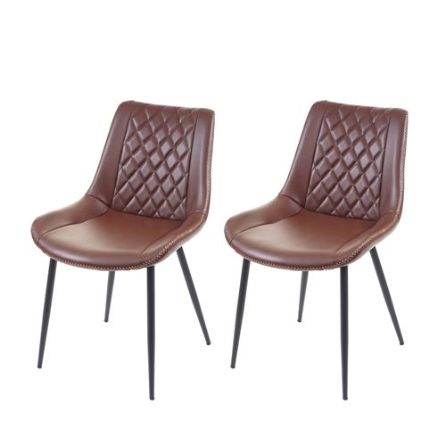 2x chaise de salle à manger MENDLER HWC-E56, chaise de cuisine, vintage similicuir, marron