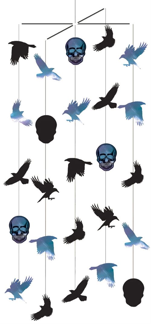 Amscan décoration suspendue crâne et oiseau 1 mètre carton bleu