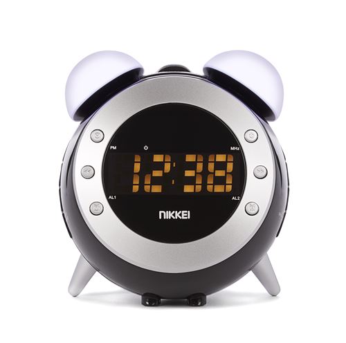 Nikkei Nr280p Radio-réveil Avec Projecteur, Deux Alarmes Et Wake Up Lumière Noir